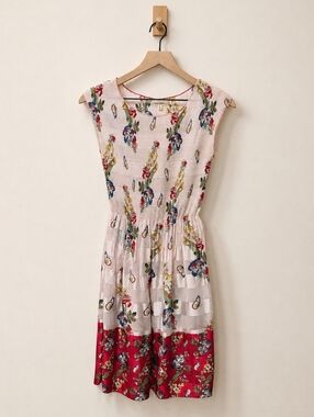Max Studio Floral Butterfly Print Stretch Sleeveless Sheer Dress Size Small‎